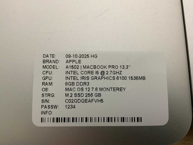 Apple macbook pro a1502 laptop (4x) - afbeelding 2 van  10