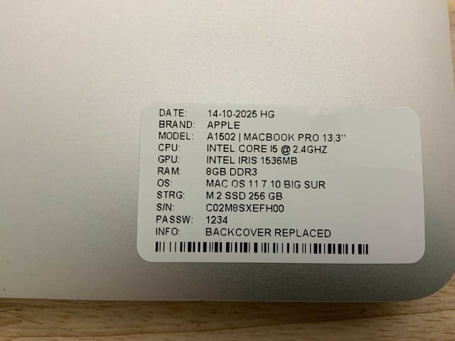 Apple macbook pro a1502 laptop (4x) - afbeelding 3 van  11