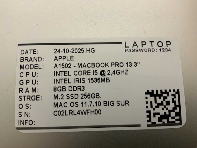 Apple macbook pro a1502 laptop (4x) - afbeelding 9 van  10