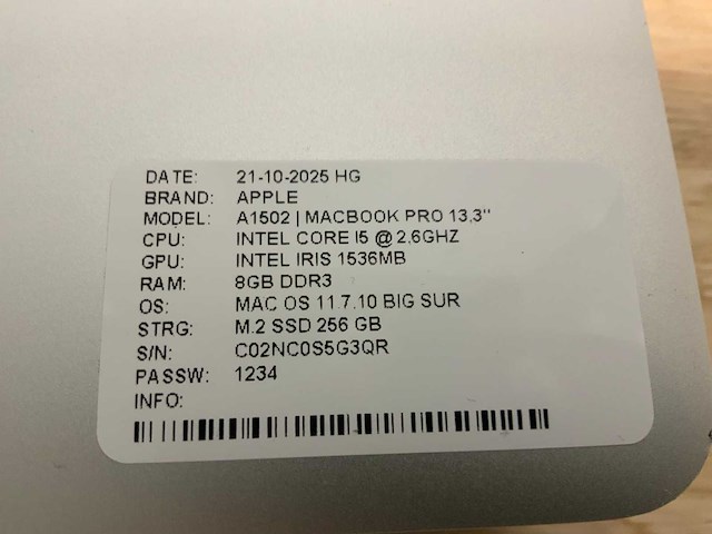 Apple macbook pro a1502 laptop (4x) - afbeelding 9 van  11