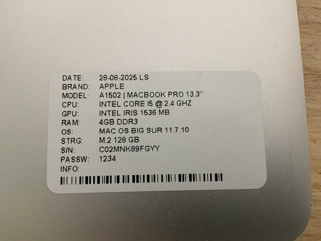 Apple macbook pro a1502 laptop (4x) - afbeelding 7 van  10