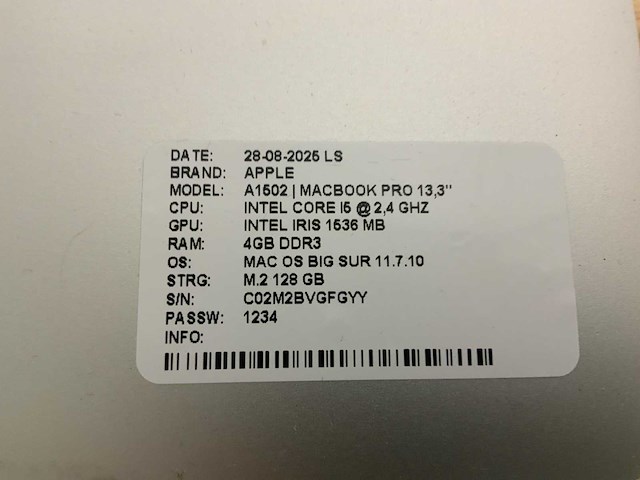Apple macbook pro a1502 laptop (4x) - afbeelding 8 van  10