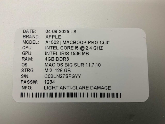 Apple macbook pro a1502 laptop (4x) - afbeelding 9 van  10