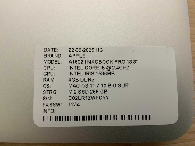 Apple macbook pro a1502 laptop (4x) - afbeelding 10 van  10