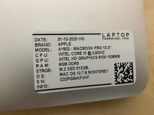 Apple macbook pro a1502 laptop (4x) - afbeelding 2 van  10