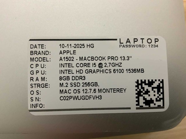 Apple macbook pro a1502 laptop (4x) - afbeelding 8 van  10