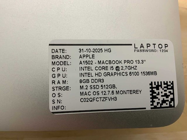 Apple macbook pro a1502 laptop (4x) - afbeelding 9 van  10