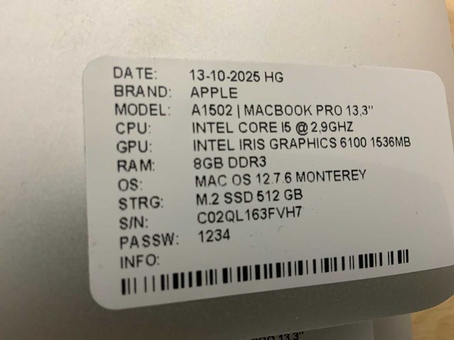 Apple macbook pro a1502 laptop (4x) - afbeelding 10 van  10