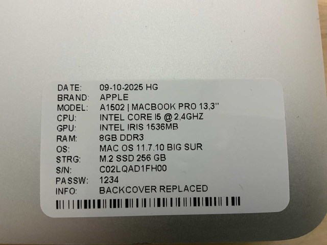 Apple macbook pro a1502 laptop (4x) - afbeelding 10 van  10