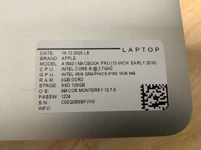 Apple macbook pro a1502 laptop (6x) - afbeelding 10 van  12