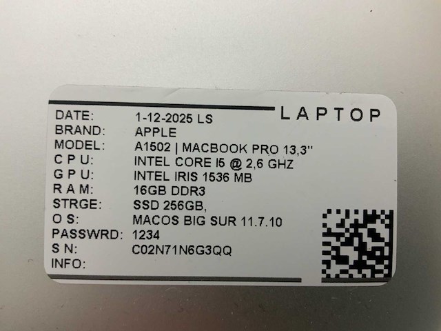 Apple macbook pro a1502 laptop (6x) - afbeelding 2 van  8