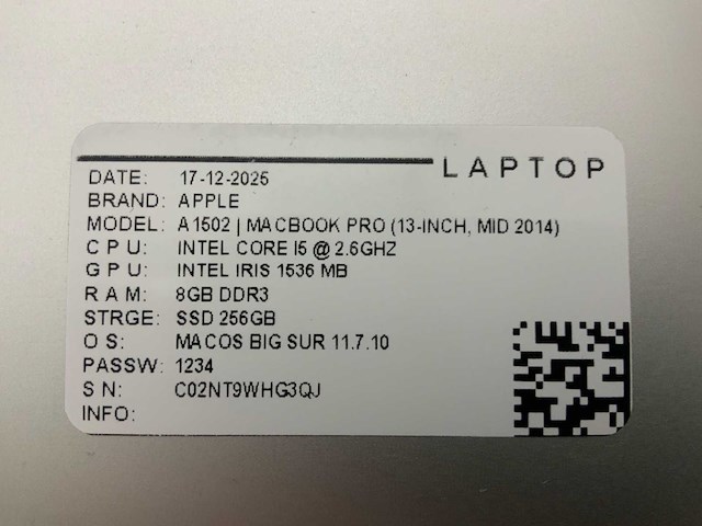 Apple macbook pro a1502 laptop (6x) - afbeelding 3 van  8