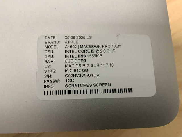 Apple macbook pro a1502 laptop (6x) - afbeelding 11 van  12