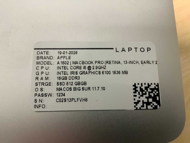 Apple macbook pro a1502 laptop (6x) - afbeelding 12 van  12