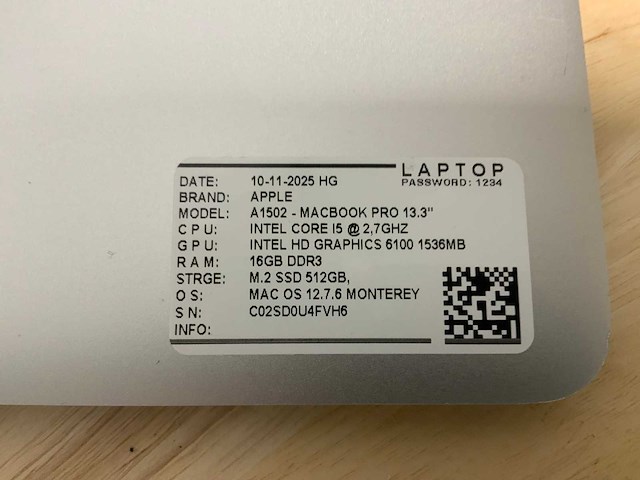 Apple macbook pro a1502 laptop - afbeelding 6 van  6
