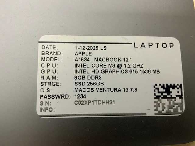 Apple macbook pro a1534 laptop (2x) - afbeelding 8 van  8