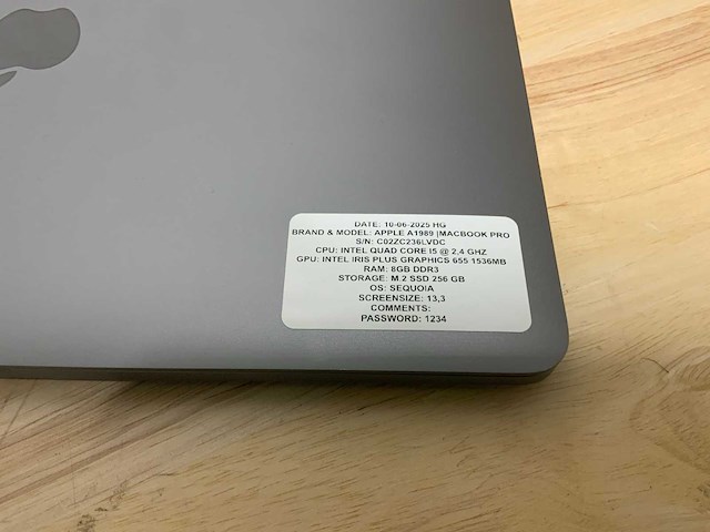 Apple macbook pro a1989 laptop - afbeelding 3 van  7