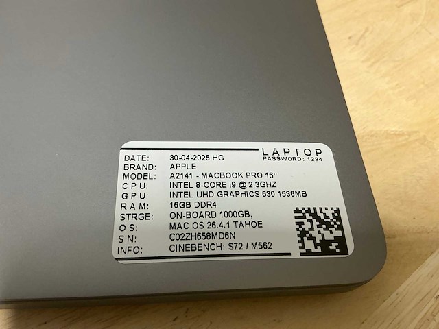 Apple macbook pro a2141 laptop - afbeelding 3 van  8