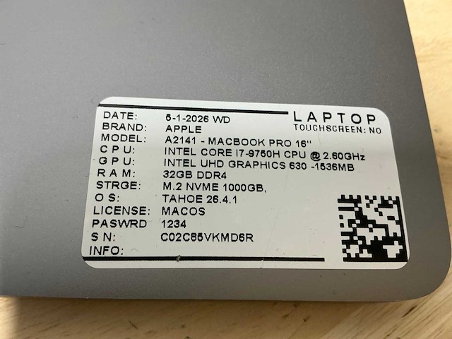 Apple macbook pro a2141 laptop - afbeelding 2 van  8