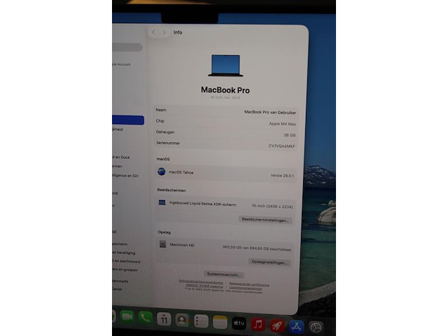 Apple macbook pro m4 max model a3186 16 inch. werkgeheugen 36 gb - afbeelding 3 van  4