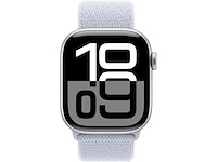 Apple watch series 10 wifi 42mm zilveren aluminium case met blauw cloud geweven sportbandje - afbeelding 1 van  2