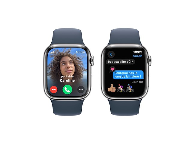 Apple watch series 9 gps + cellular 41mm silver stainless steel case with storm blue sport band s/m - afbeelding 3 van  3