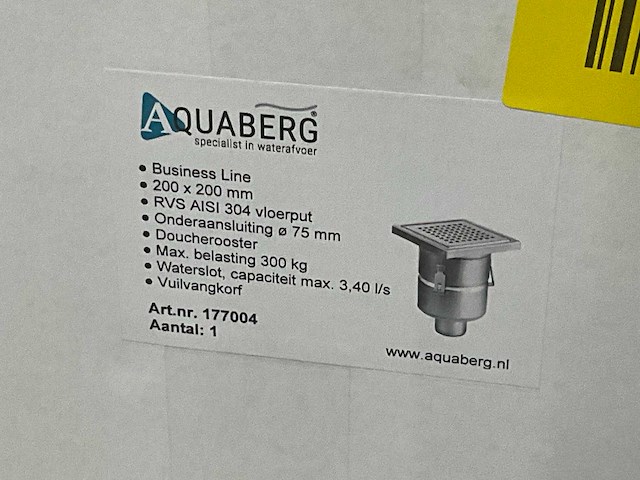 Aquaberg 200x200 mm nv rvs put o/u 75 mm doucherooster 250 kg 3,3 l/s - afbeelding 2 van  2