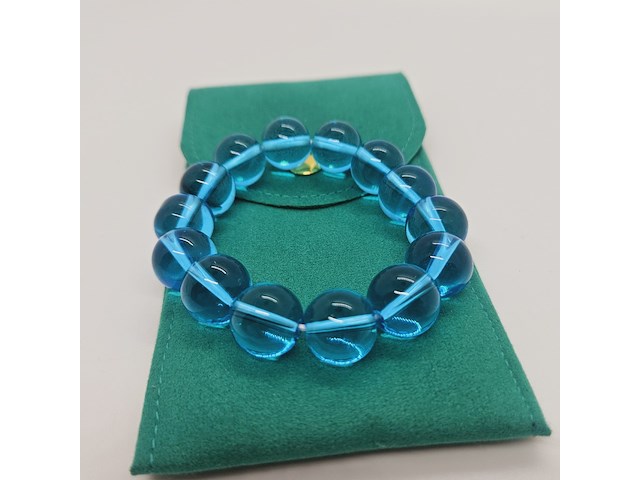 Aquamarijn kleurige armband rond - afbeelding 3 van  4