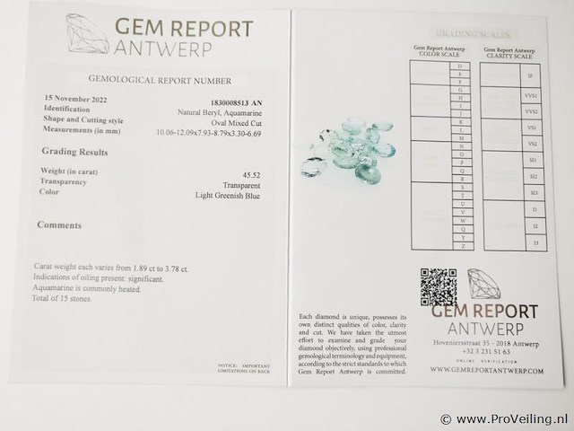Aquamarine 45.52ct gra certified - afbeelding 4 van  4