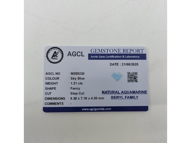 Aquamarine | fancy step cut | 1.21cts, blauw - afbeelding 4 van  5