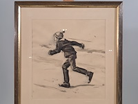 Aquarel, bernardus j.e. kempers, schaatsenrijder ii - afbeelding 1 van  7