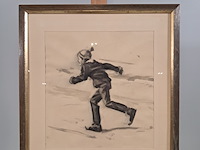 Aquarel, bernardus j.e. kempers, schaatsenrijder ii - afbeelding 2 van  7