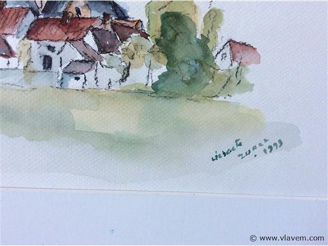 Aquarel getekend 65/50 - afbeelding 2 van  3