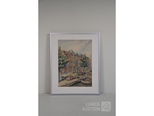 Aquarel grachtenpanden - afbeelding 1 van  5