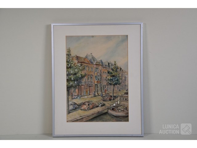 Aquarel grachtenpanden - afbeelding 4 van  5