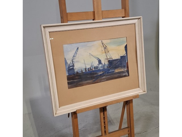 Aquarel, heynes, haven amsterdam '54 - afbeelding 2 van  8