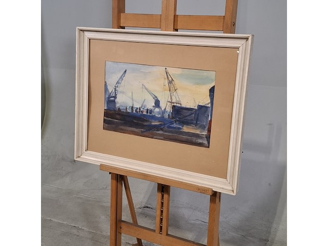Aquarel, heynes, haven amsterdam '54 - afbeelding 3 van  8