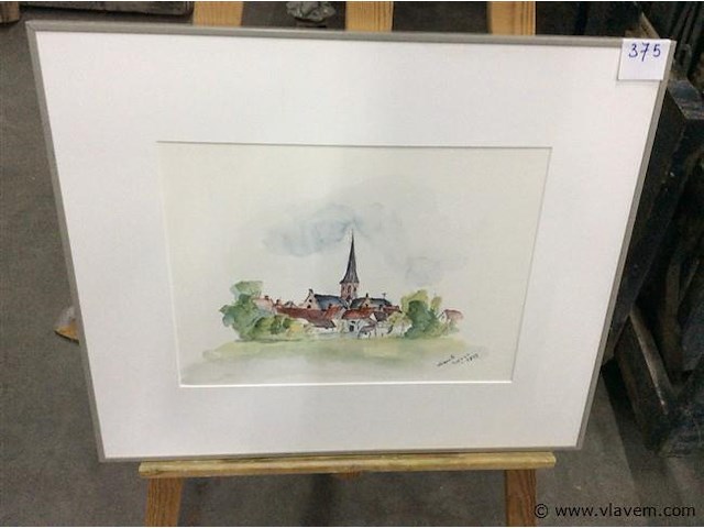 Aquarel kerk - afbeelding 1 van  3
