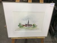 Aquarel kerk - afbeelding 1 van  3