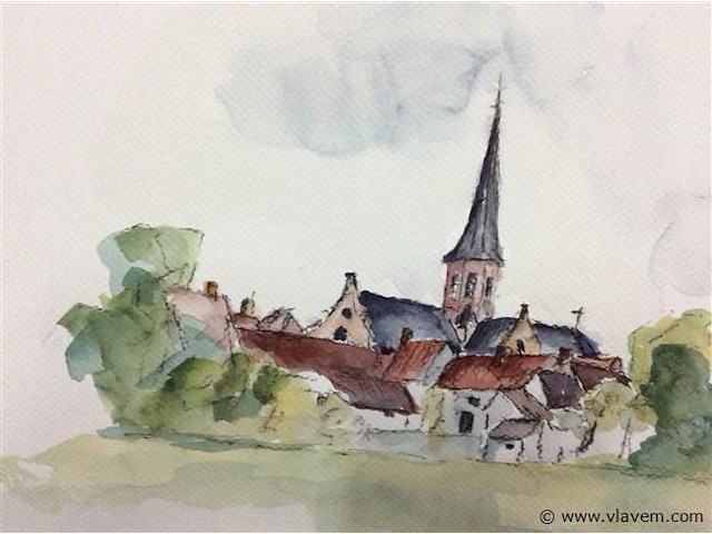 Aquarel kerk - afbeelding 2 van  3