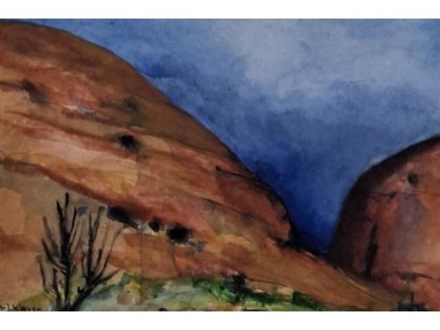 Aquarel, maya wildevuur (1944-2023), australië - de olga, 1995 - afbeelding 3 van  5
