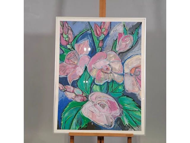 Aquarel, maya wildevuur, bloementuin 5, 1987 - afbeelding 2 van  8