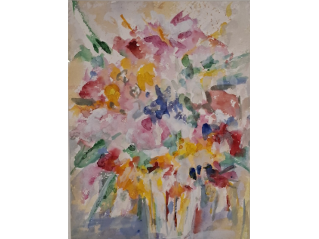 Aquarel, maya wildevuur, boeket, 1989 - afbeelding 1 van  10