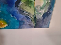 Aquarel, maya wildevuur, boeket, 1990 - afbeelding 5 van  8