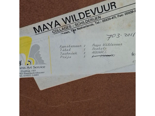 Aquarel, maya wildevuur, boeket, 1990 - afbeelding 8 van  8
