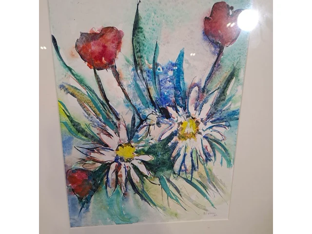 Aquarel, maya wildevuur, bouquet, 1993 - afbeelding 7 van  9