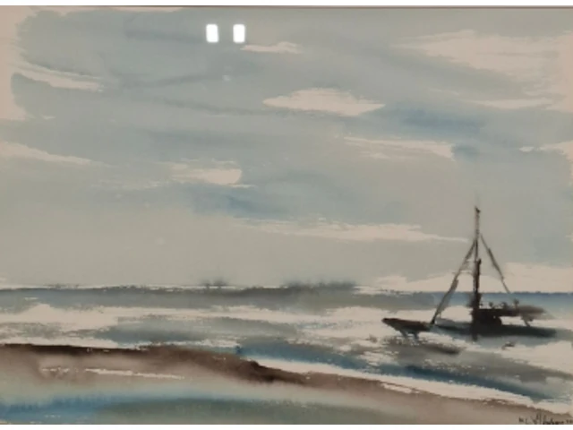 Aquarel, maya wildevuur, de kust, 1996 - afbeelding 1 van  8
