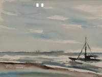 Aquarel, maya wildevuur, de kust, 1996