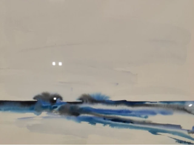 Aquarel, maya wildevuur, het wad, 1986 - afbeelding 1 van  8
