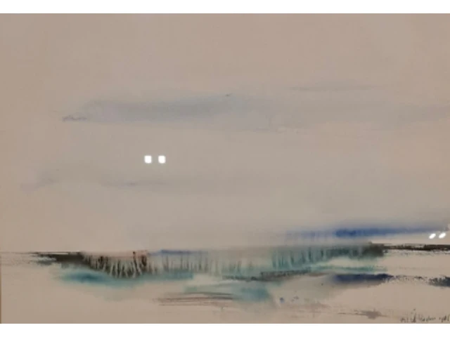 Aquarel, maya wildevuur, het wad, 1986 - afbeelding 1 van  8